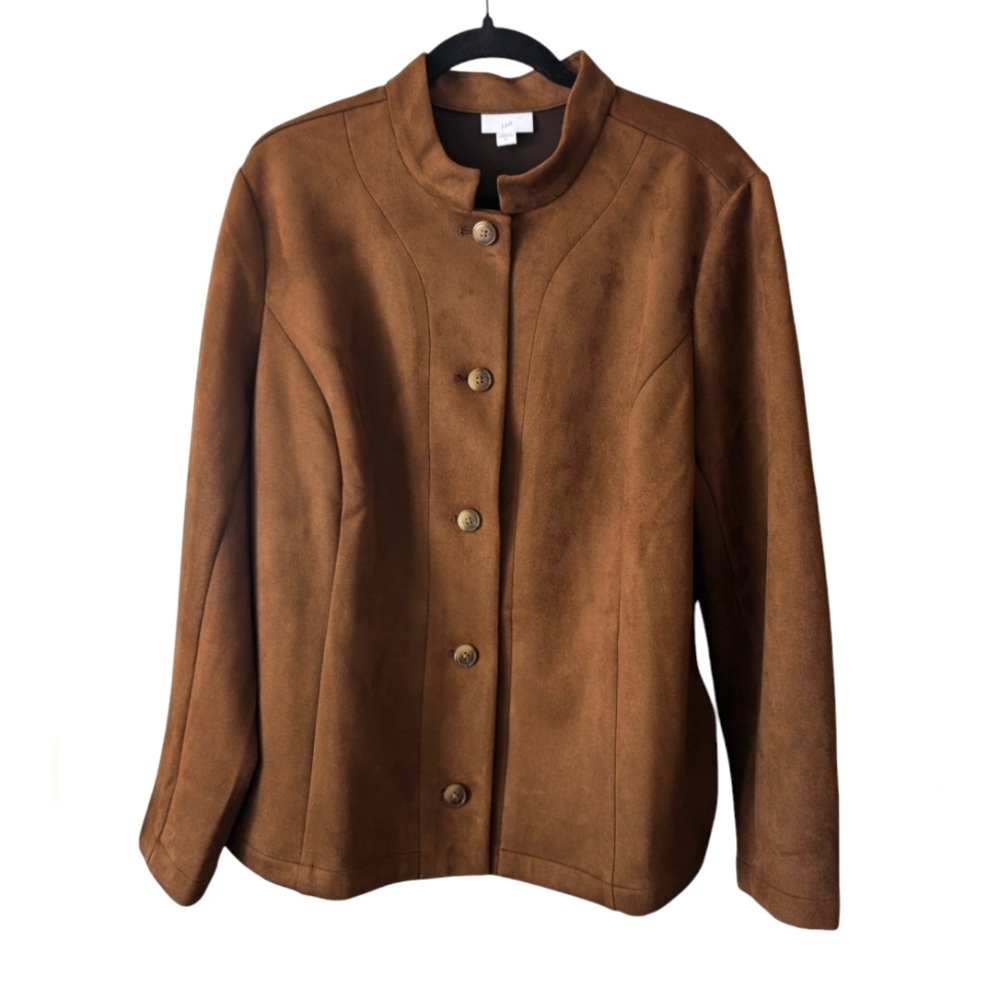 J. Jill Faux Suede Brown Jacket Size XL